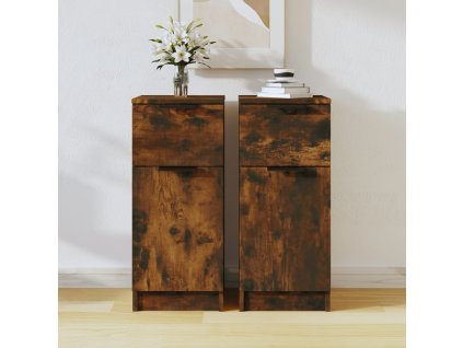 vidaXL Komody 2 ks dymový dub 30x30x70 cm spracované drevo