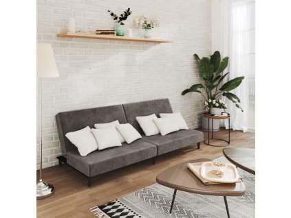 vidaXL 2-miestna rozkladacia pohovka, tmavosivá, zamat