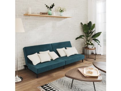 vidaXL 2-miestna rozkladacia pohovka, modrá, zamat