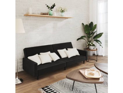 vidaXL 2-miestna rozkladacia pohovka, čierna, zamat