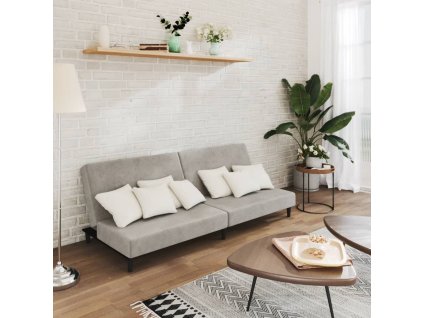 vidaXL 2-miestna rozkladacia pohovka, svetlosivá, zamat