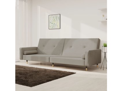 vidaXL 2-miestna rozkladacia pohovka s 2 vankúšmi bledosivá zamatová