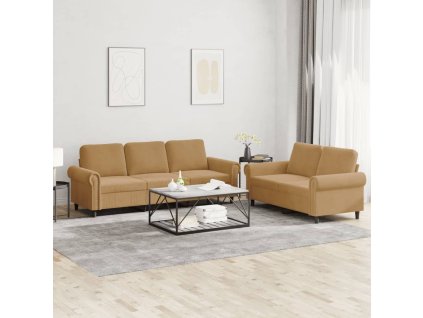 vidaXL 2-dielna sedacia súprava s vankúšmi hnedá zamat