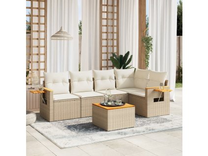 vidaXL 6-dielna záhradná súprava pohoviek s vankúšmi béžová polyratan