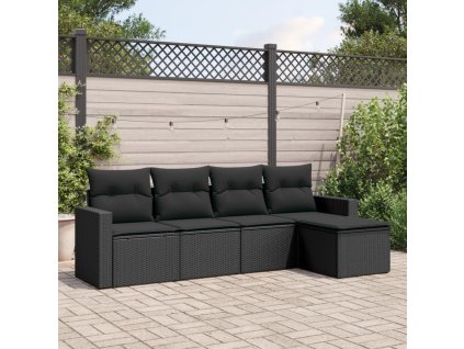 vidaXL 5-dielna záhradná súprava pohoviek s vankúšmi čierna polyratan