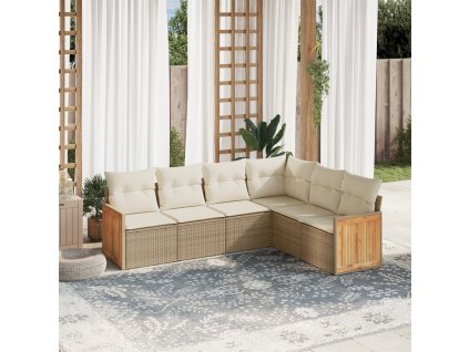 vidaXL 6-dielna záhradná súprava pohoviek s vankúšmi béžová polyratan