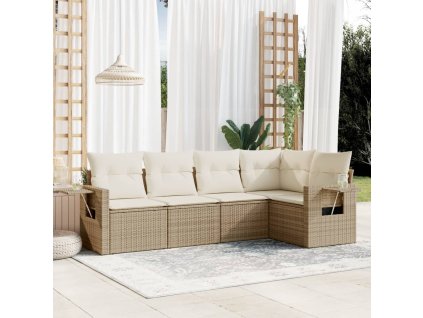 vidaXL 5-dielna záhradná súprava pohoviek s vankúšmi béžová polyratan