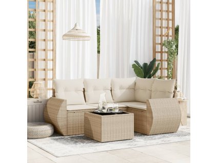 vidaXL 5-dielna záhradná súprava pohoviek s vankúšmi béžová polyratan