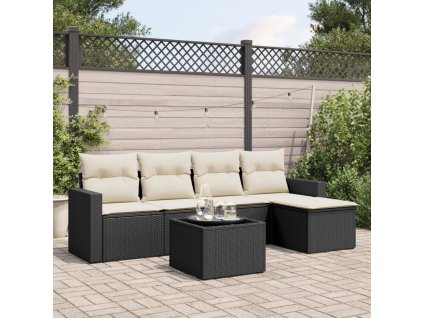 vidaXL 6-dielna záhradná súprava pohoviek s vankúšmi čierna polyratan