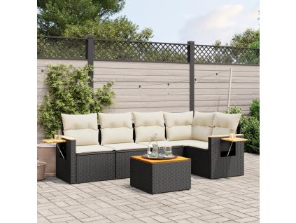 vidaXL 6-dielna záhradná súprava pohoviek s vankúšmi čierna polyratan