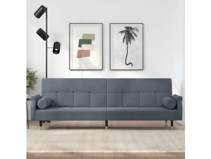 vidaXL Rozkladacia pohovka s vankúšmi tmavosivá zamat