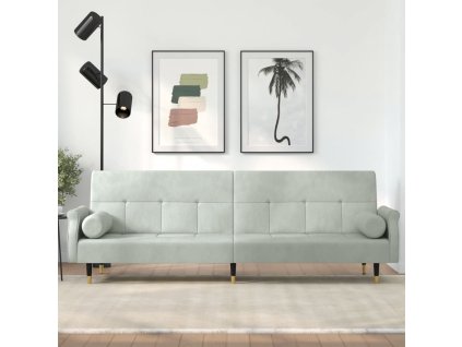 vidaXL Rozkladacia pohovka s vankúšmi bledosivá zamat