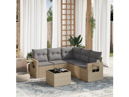 vidaXL 6-dielna záhradná súprava pohoviek s vankúšmi béžová polyratan