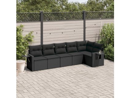 vidaXL 6-dielna záhradná súprava pohoviek s vankúšmi čierna polyratan