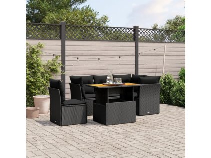 vidaXL 5-dielna záhradná súprava pohoviek s vankúšmi čierna polyratan