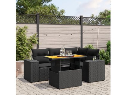 vidaXL 5-dielna záhradná súprava pohoviek s vankúšmi čierna polyratan