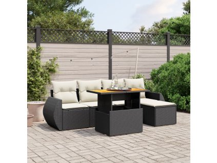 vidaXL 6-dielna záhradná súprava pohoviek s vankúšmi čierna polyratan