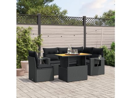 vidaXL 6-dielna záhradná súprava pohoviek s vankúšmi čierna polyratan