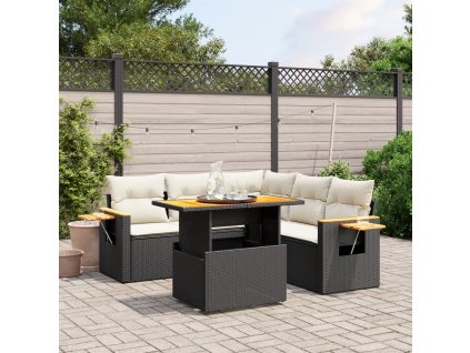 vidaXL 6-dielna záhradná súprava pohoviek s vankúšmi čierna polyratan