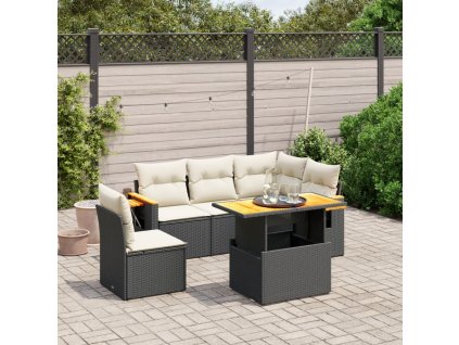 vidaXL 6-dielna záhradná súprava pohoviek s vankúšmi čierna polyratan