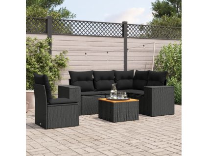 vidaXL 6-dielna záhradná súprava pohoviek s vankúšmi čierna polyratan