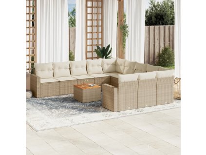 vidaXL 12-dielna záhradná sedacia súprava a vankúše béžová polyratan