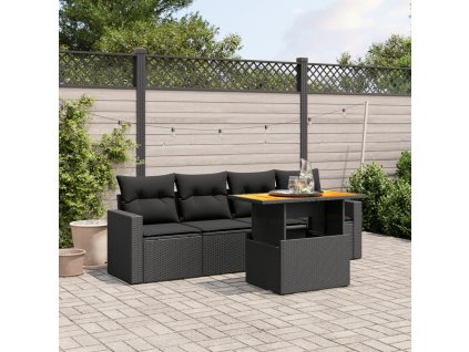 vidaXL 5-dielna záhradná súprava pohoviek s vankúšmi čierna polyratan