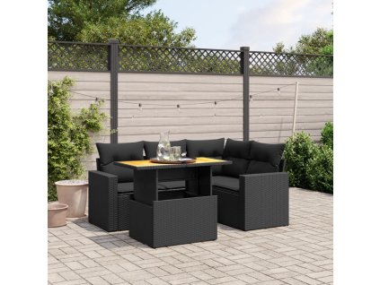 vidaXL 5-dielna záhradná súprava pohoviek s vankúšmi čierna polyratan