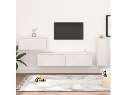 vidaXL TV skrinky 4 ks biele masívna borovica