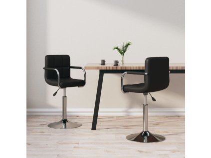 vidaXL Otočné jedálenské stoličky 2 ks čierne umelá koža