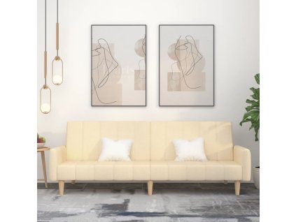 vidaXL 2-miestna rozkladacia pohovka, krémová, látka