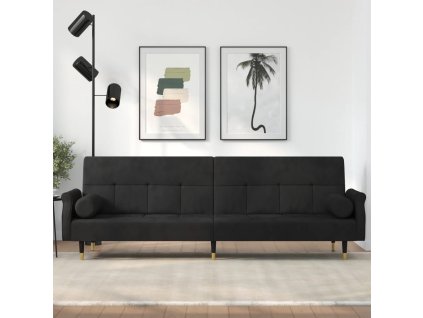 vidaXL Rozkladacia pohovka s vankúšmi čierna zamat