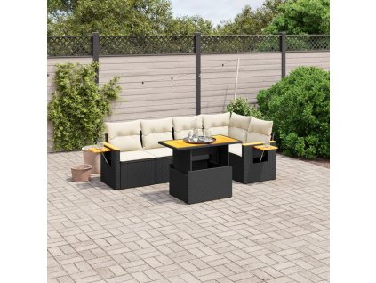 vidaXL 6-dielna záhradná súprava pohoviek s vankúšmi čierna polyratan