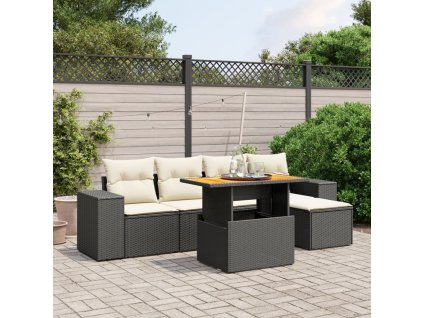 vidaXL 6-dielna záhradná súprava pohoviek s vankúšmi čierna polyratan