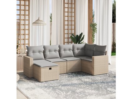 vidaXL 6-dielna záhr.sedacia súprava s vankúšmi mix béžovej polyratan