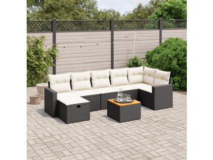 vidaXL 8-dielna záhradná sedacia súprava s podložkami polyratan čierna