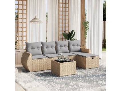 vidaXL 6-dielna záhr.sedacia súprava s vankúšmi mix béžovej polyratan