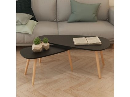 vidaXL Súprava 2 čiernych konferenčných stolíkov, masívne borovicové drevo