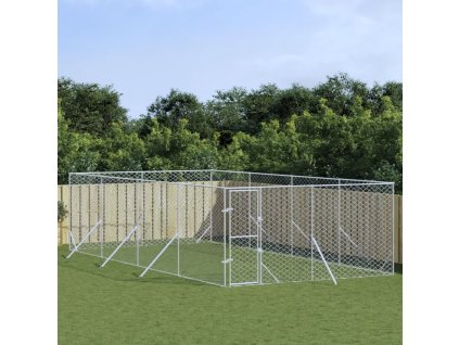vidaXL Vonkajší koterec pre psov strieborný 4x8x2 m pozinkovaná oceľ