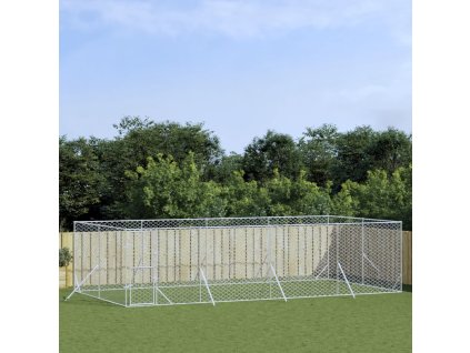 vidaXL Vonkajší koterec pre psov strieborný 8x4x2 m pozinkovaná oceľ