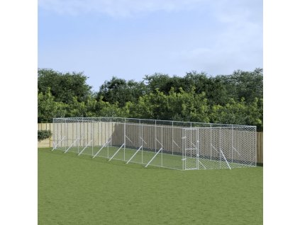 vidaXL Vonkajší koterec pre psov strieborný 4x16x2 m pozinkovaná oceľ