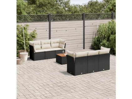 vidaXL 7-dielna záhradná súprava pohoviek s vankúšmi čierna polyratan