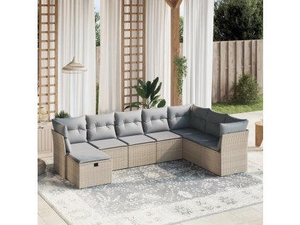 vidaXL 8-dielna záhr.sedacia súprava s vankúšmi mix béžovej polyratan