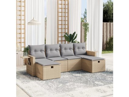 vidaXL 6-dielna záhr.sedacia súprava s vankúšmi mix béžovej polyratan