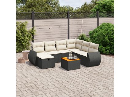vidaXL 8-dielna záhradná sedacia súprava s podložkami polyratan čierna