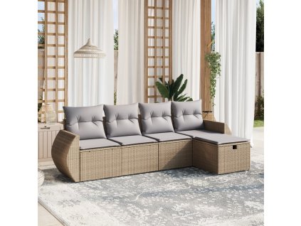 vidaXL 5-dielna záhr.sedacia súprava s vankúšmi mix béžovej polyratan