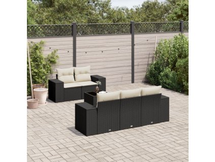 vidaXL 6-dielna záhradná súprava pohoviek s vankúšmi čierna polyratan