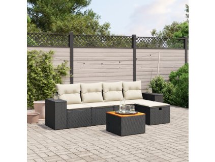 vidaXL 6-dielna záhradná súprava pohoviek s vankúšmi čierna polyratan