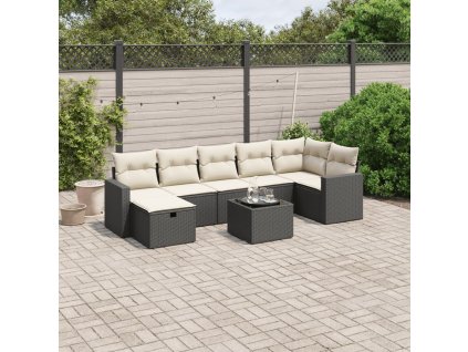 vidaXL 8-dielna záhradná sedacia súprava s podložkami polyratan čierna