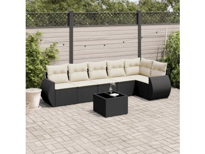 vidaXL 7-dielna záhradná súprava pohoviek s vankúšmi čierna polyratan
